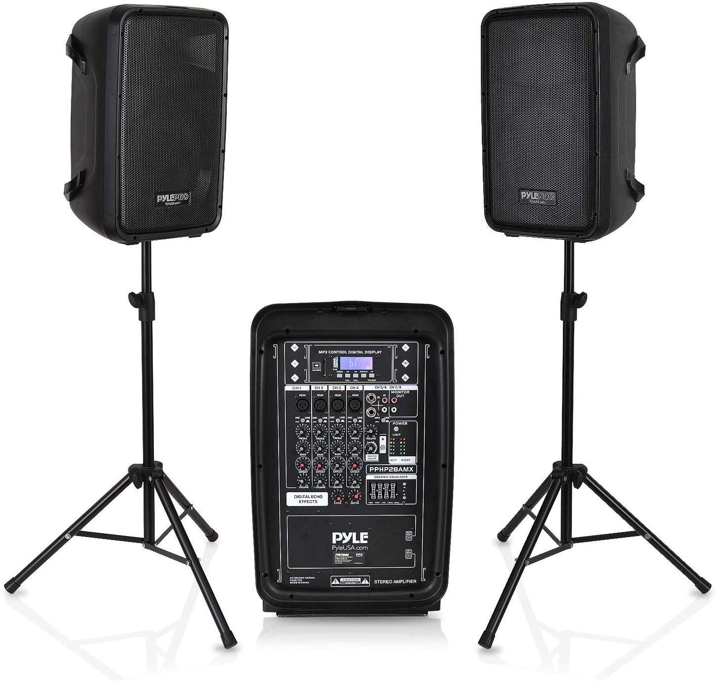 PA Speaker DJ Mixer Bundle 300 W Portable Wireless Bluetooth Sound